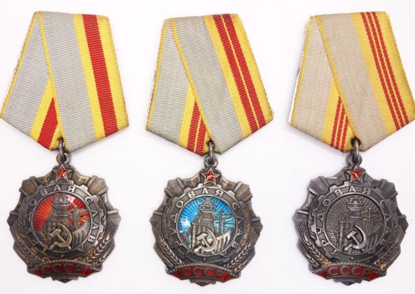 Group of the Order of Labor Glory 1st #0590, 2nd #12367 and 3rd class #87293