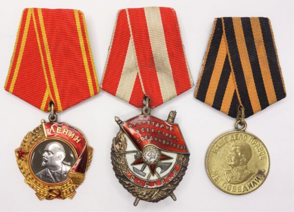 Documented Group of an Order of Lenin #58493, Order of the Red Banner #178531 and Victory over Germany