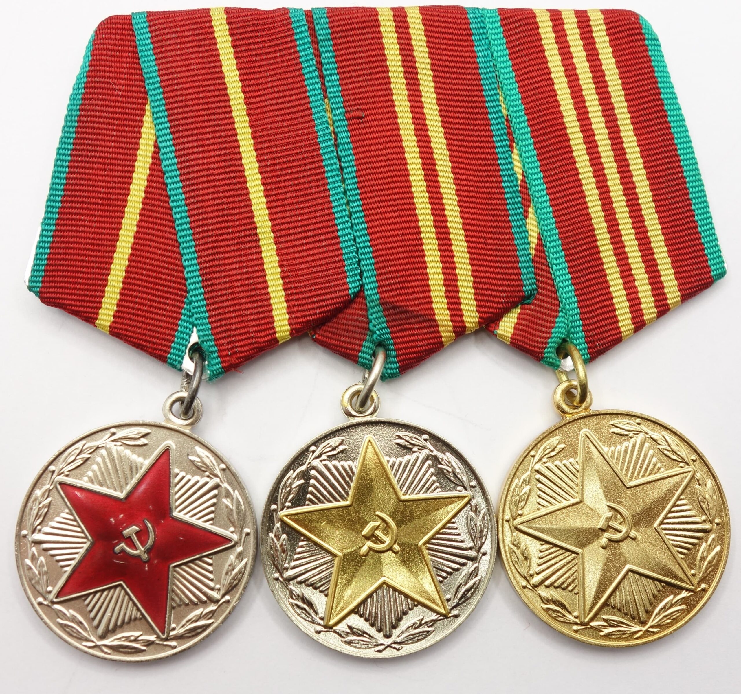 Soviet Medals for Impeccable Service. All 3 classes mounted on one suspension