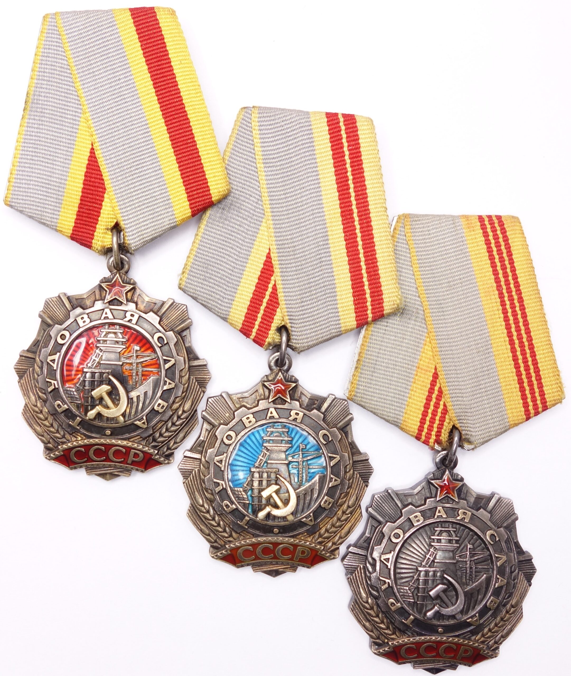 Group of the Order of Labor Glory 1st #0972, 2nd #6798 and 3rd #309828 Class